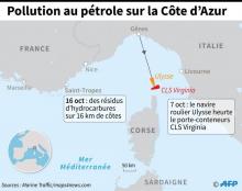Vue aérienne des bateaux entrés en collision au large de la Corse, le 10 octobre 2018