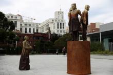 Un monument aux femmes réduites en esclavage sexuel par l'armée japonaise pendant la Seconde guerre mondiale, le 3 octobre 2018 à San Francisco