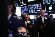 Des tradeurs à la bourse de New York, le 15 octobre 2018