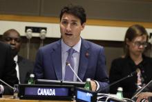Le Premier ministre canadien Justin Trudeau, le 25 septembre 2018 au siège de l'ONU à New York
