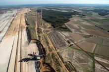 Photo du 11 septembre 2018 de la grande mine de charbon proche de la forêt de Hambach, près d'Aix-la-Chapelle, dans l'ouest de l'Allemagne