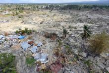 Vue aérienne de Petobo, rassemblement de villages à proximité de Palu, aux Célèbes, prise le 7 octobre 2018.