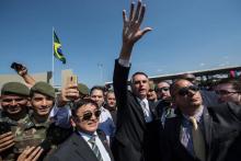 Le député brésilien d'extrême droite Jair Bolsonaro, candidat à la présidentielle, lors d'un meeting, le 3 mai 2018 à Sao Paulo