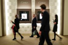 Le stand Cartier, marque détenue par Richemont, au salon international de haute horlogerie de Genève, le 18 janvier 2018
