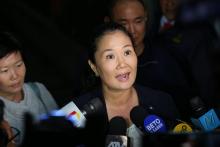 Keiko Fujimori, fille de l'ex-président péruvien Alberto Fujimori, parle à la presse le 3 octobre 2018