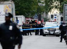La police est mobilisée dans le centre de Manhattan à New York, où un nouveau colis suspect a été découvert le 26 octobre 2018.