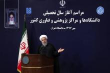Le président iranien Hassan Rohani lors d'une conférence de presse en marge de l'Assemblée générale des Nations unies, le 26 septembre 2018 à New York