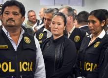 Keiko Fujimori, la leader de l'opposition au Pérou, lors de l'audience au terme de laquelle elle est envoyée pour trois ans en prison préventive, le 31 octobre 2018 à Lima.