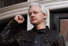 Le fondateur de WikiLeaks Julian Assange, réfugié à l'ambassade d'Equateur, le 19 mai 2017 à Londres