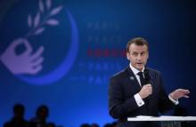 Le président français Emmanuel Macron ouvre le Forum de Paris sur la paix, le 11 novembre 2018