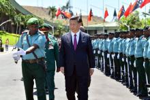 Le président chinois Xi Jinping accueilli à Port Moresby pour le sommet de l'Apec, le 16 novembre 2018
