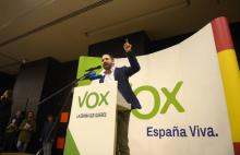 Santiago Abascal, leader du parti d'extrême droite Vox, lors d'un meeting, le 26 novembre 2018 à Grenade, en Espagne