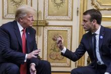 Le président américain Donald Trump reçu à l'Elysée par son homologue français Emmanuel Macron, le 10 novembre 2018