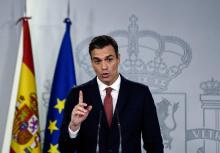 Le Premier ministre espagnol Pedro Sanchez s'exprime lors d'une conférence de presse à Madrid, le 7 novembre 2018