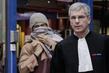 Brigitte Gruel et son avocat Frank Natali au tribunal de Bobigny (Seine-Saint-Denis), le 23 octobre 2018