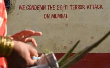 Un graffiti commémorant les attaques qui ont touchées Bombay entre le 26 et le 29 novembre 2008