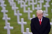 Le président américain Donald Trump se recueille au cimetière américain de Suresnes pour rendre hommage aux soldats américains qui ont péri lors de la Première guerre mondiale