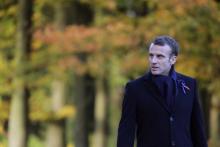 Emmanuel Macron au mémorial de Thiepval le 9 novembre 2018 lors de sa tournée commémorative de la Grande Guerre