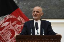 Le président afghan Ashraf Ghani lors d'une conférence de presse, le 9 juillet 2018 à Kaboul