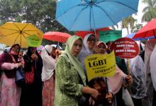 Manifestation contre la communauté LGBT à Bogor, en Indonésie, le 9 novembre 2018