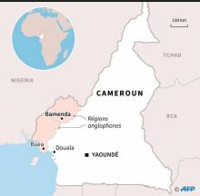 Carte de localisation de Bamenda dans la région du Nord-Ouest du Cameroun, où 82 personnes, dont 79 élèves, ont été enlevées lundi