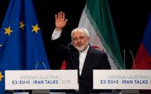 Photo d'archives du ministre des Affaires étrangères iranien, Javad Zarif, à Vienne le 14 juillet 2015 lors des discussions sur le nucléaire iranien