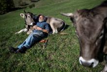 Armin Capaul, à l'origine d'un référendum en Suisse sur la vache à cornes, photographié le 16 octobre 2018 près de Perrefitte.