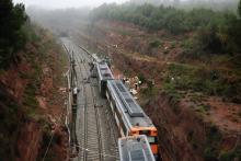 Un train régional a déraillé au niveau de Vacarisses, à environ 35 kilomètres au nord-est de Barcelone, le 20 novembre 2018