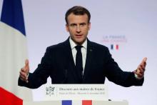 Le président Emmanuel Macron lors de son discours aux maires le 21 novembre à l'Élysée