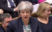 Theresa May faisant une déclaration au Parlement britannique le 10 décembre 2018, sur des images extraites d'une vidéo fournie par le parlement