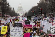 Plus de trois millions d'Américains étaient descendus dans la rue, comme ici à Washington, pour la première "Marche des femmes" au lendemain de l'investiture de Donald Trump en janvier 2017