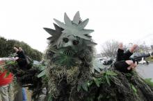 Un homme s'est déguisé au premier jour de la vente de marijuana récréative dans le Massachusetts, le 20 novembre 2018