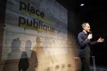 Raphaël Glucksmann au premier meeting de son mouvement Place publique à Montreuil, en Seine-Saint-Denis, le 15 novembre 2018
