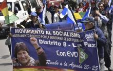 Des soutiens du président bolivien Evo Morales le 10 octobre 2018 à La Paz, en Bolivie