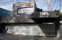 Photo de la façade du siège de la chaîne 100% Noticias prise la 22 décembre 2018 à Managua au lendemain de sa fermeture par le régime de Daniel Ortega