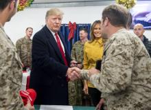 Donald Trump et la Première dame Melania Trump à la rencontre de militaires américains en Irak le 26 décembre 2018
