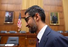 Le PDG de Google Sundar Pichai arrive au Congrès américain, à Washington, le 11 décembre 2018