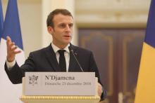 Le président français Emmanuel Macron à N'Djamena le 22 décembre 2018