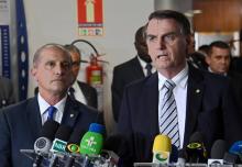 Le président élu Jair Bolsonaro (à droite) et son futur chef de cabinet Onyx Lorenzoni, le 20 novembre 2018 à Brasilia