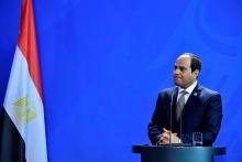 Photo prise le 30 octobre 2018 à Berlin montrant le président égyptien Abdel Fattah al-Sissi lors d'une conférence de presse