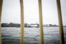 L'île danoise de Lindholm, où le gouvernement prévoit d'aménager un centre de rétention pour migrants devant quitter le pays, le 6 décembre 2018