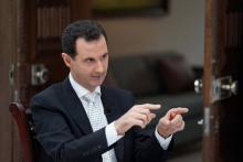 Le président syrien Bachar al-Assad lors d'une interview à Damas, le 10 mai 2018
