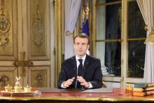 Emmanuel Macron prononce son allocution radiotélévisée à l'Elysée, le 10 décembre 2018