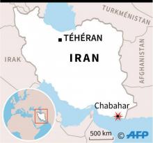 Localisation de Chabahar (Iran), où un poste de police a été visé par un attentat jeudi matin