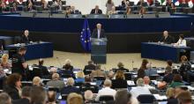 Le président de la Commission européenne Jean-Claude Juncker devant le Parlement européen réuni à Strasbourg, le 12 septembre 2018