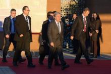 Le secrétaire général de l'ONU, Antonio Guterres, à son arrivée à la conférence des Nations unies consacrée au pacte sur les migrations, le 10 décembre 2018 à Marrakech (Maroc)