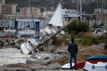 Le port d'Ajaccio après le passage de vents violents, le 31 octobre 2018