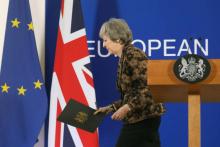 Theresa May revient devant les 27 dirigeants de l'UE à Bruxelles, au deuxième jour du sommet européen, le 14 décembre 2018