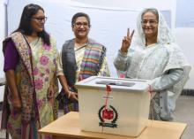 La Première ministre bangladaise Sheikh Hasina lors de la campagne électorale le 24 décembre 2018 à Dacca