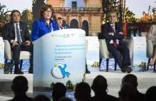 Louise Arbour, représentante spéciale de l'ONU pour les migrations, à l'ouverture du Forum mondial sur la migration et le développement, le 5 décembre 2018 à Marrakech, au Maroc